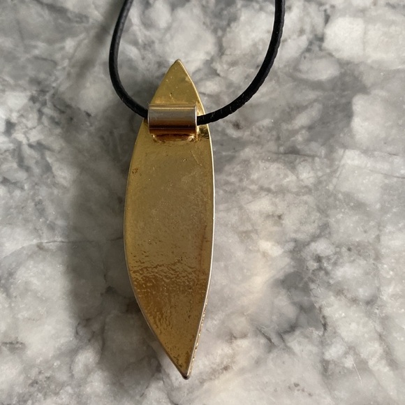 Micromosaic Glass Pendant Necklace with Leather Strap Made in Italy - Picture 3 of 4